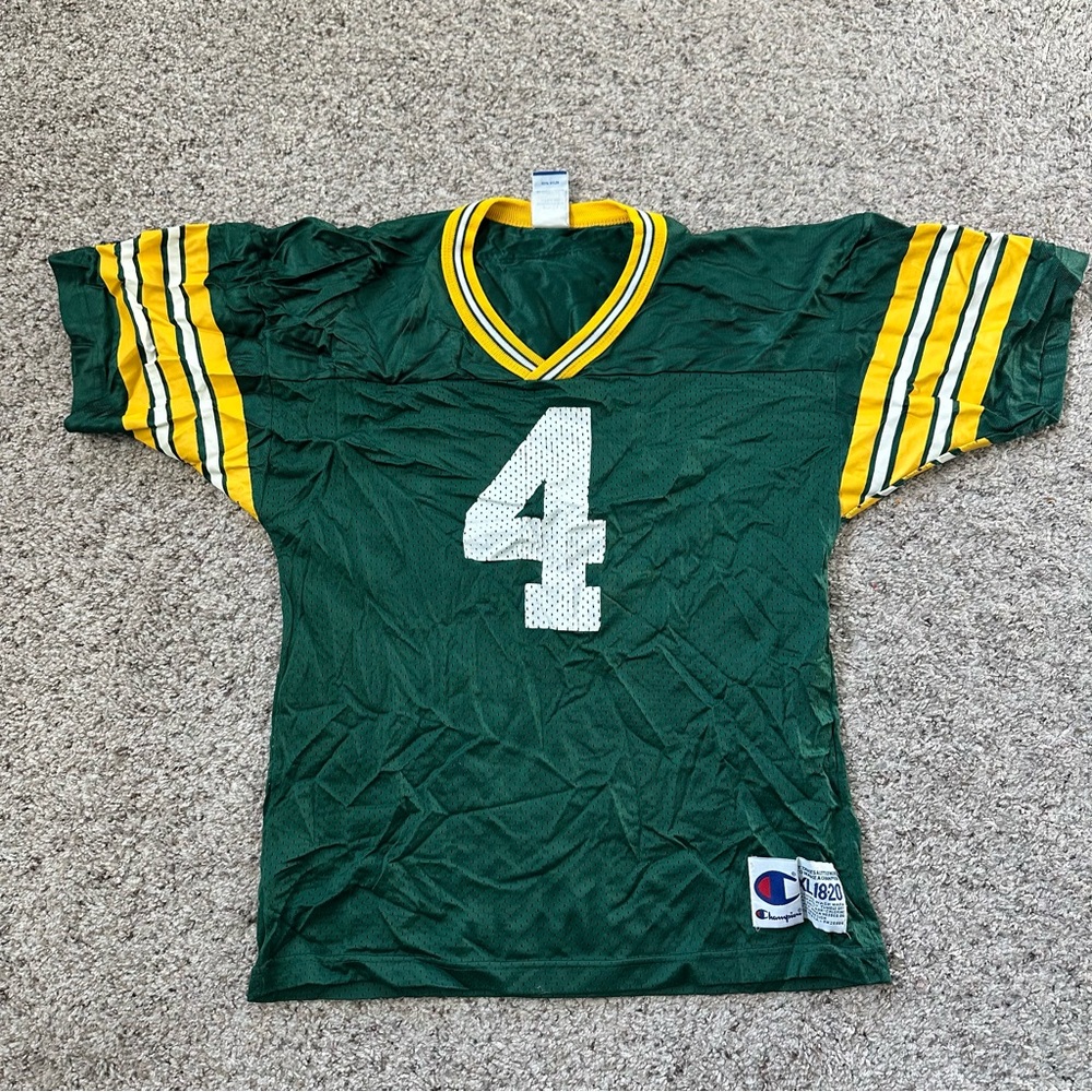 VTG Y2K Champion Brett Favre Green Bay Packers Jersey Youth Size XL Green‎ Gold